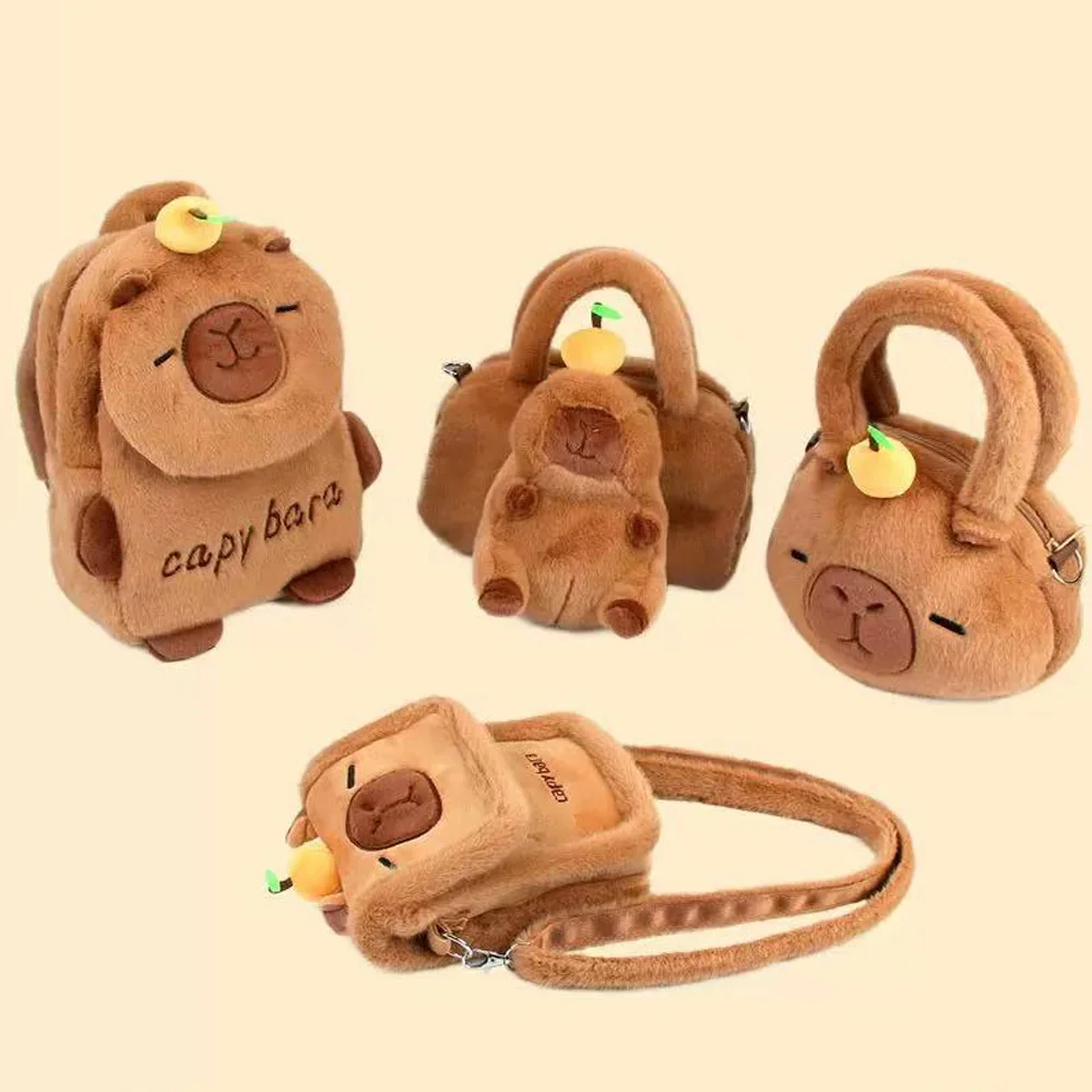 

Plush Capybara Crossbody Bag Adjustable with Shoulder Strap Shoulder Backpack Cartoon Large Capacity Capybara Backpack Commuting