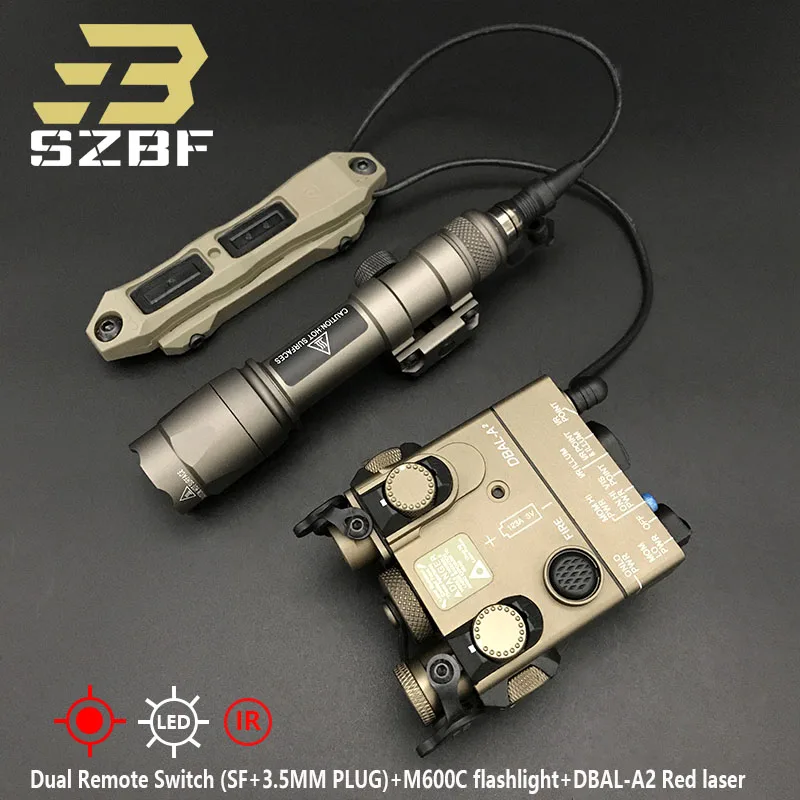 

Tactical Metal DBAL A2 Red Dot Laser IR Sight White Light Strobe M300C M600C Hunting Weapon Light Control Pressure Switch Set