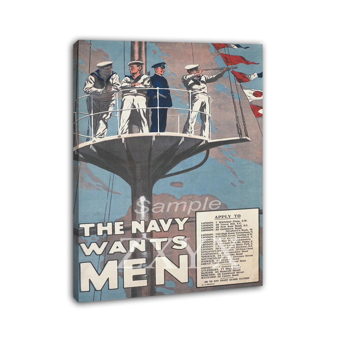 Vintage Navy Wants Men War Framed Poster Print Home Decor Wall Art Painting Oil Canvas