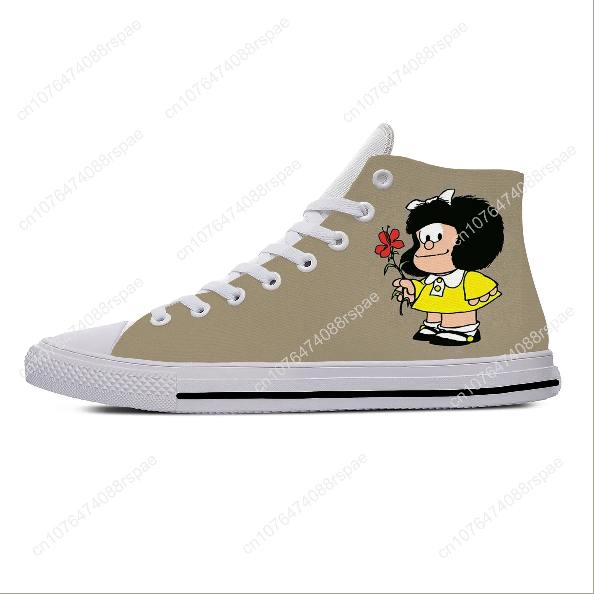 Anime Manga kartun komik Mafalda lucu mode kasual sepatu kain atasan tinggi ringan bersirkulasi 3D cetak Sneakers Pria Wanita