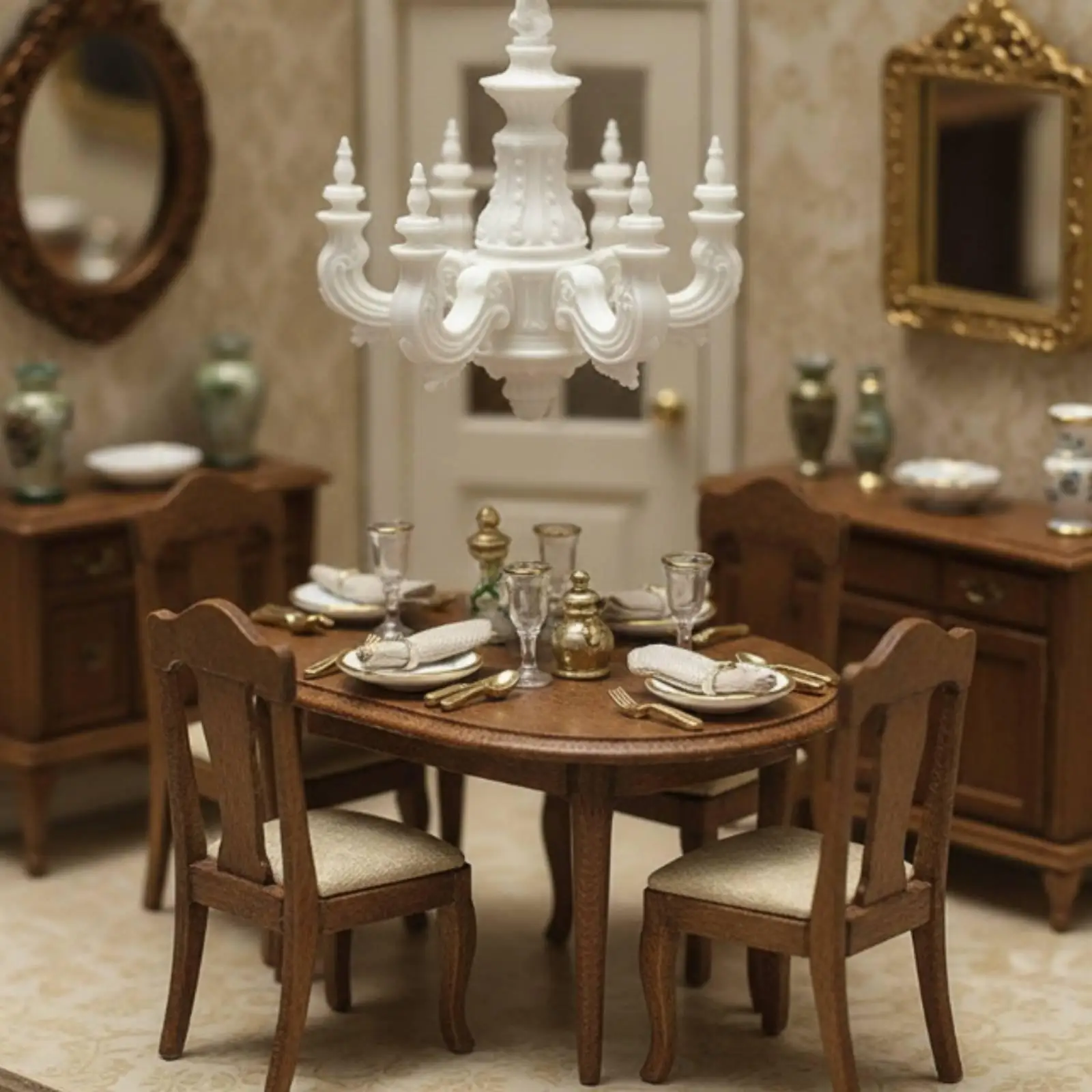 Dollhouse Chandelier with Chain Realistic Miniature Dollhouse Lamp Compact