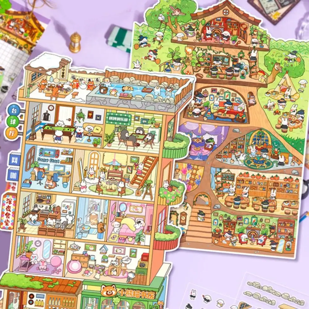 

Новые ПЭТ 3D ландшафтные наклейки визуальное укладка мультфильм визуальное укладка наклейки DIY 3D миниатюрная наклейка сцены дети