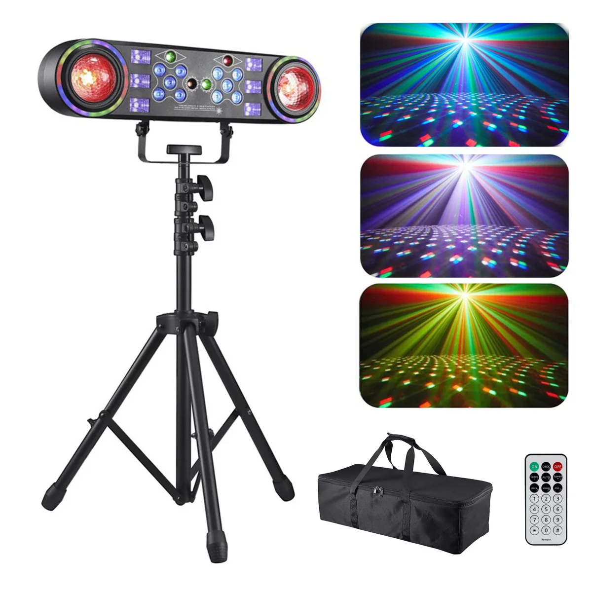 Mini 7-in-1 bracket effect light, stage lighting, sound control, DJ light with bracket, rotating disco ball party bar light
