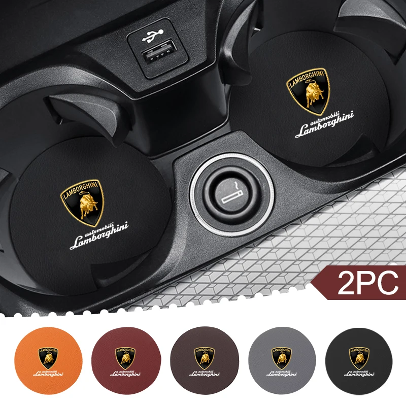 2 uds., posavasos con logotipo para coche, accesorios antideslizantes para vasos de agua, accesorios para Lamborghini Urus HuracanAventadorPremium, accesorios para automóviles