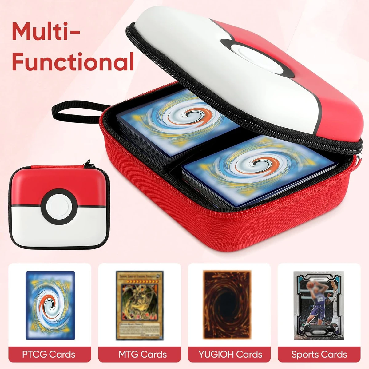 Caixa de armazenamento de casca dura, estojo de transporte para cartões colecionáveis magia ptcg mtg, presentes para meninos e meninas, comporta mais de 400 carros (apenas estojo)