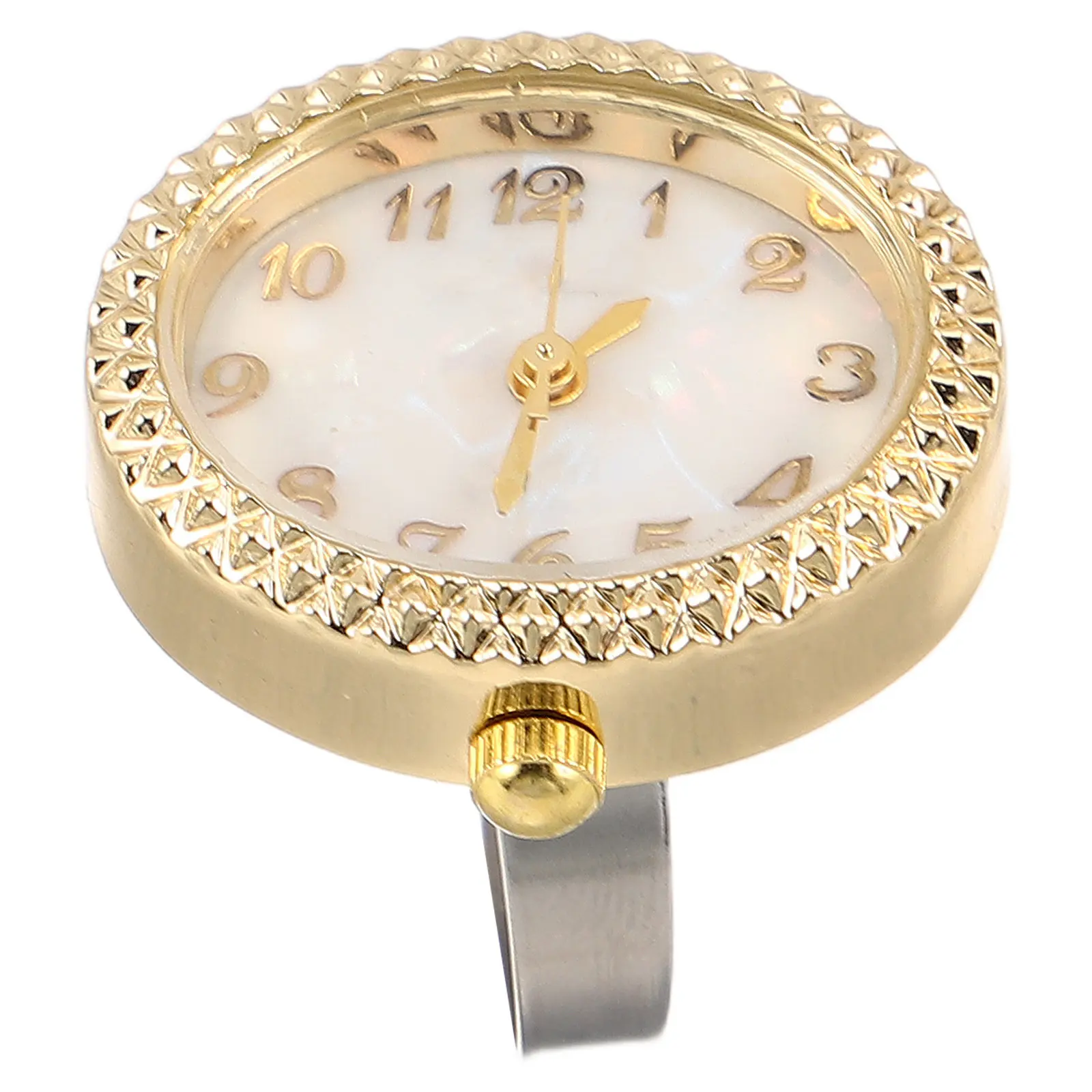 Mini Quartz Finger Ring Watch Oval Dial Design Unisex Adjustable Metal Watch Waterproof Finger Timepiece for Men Women