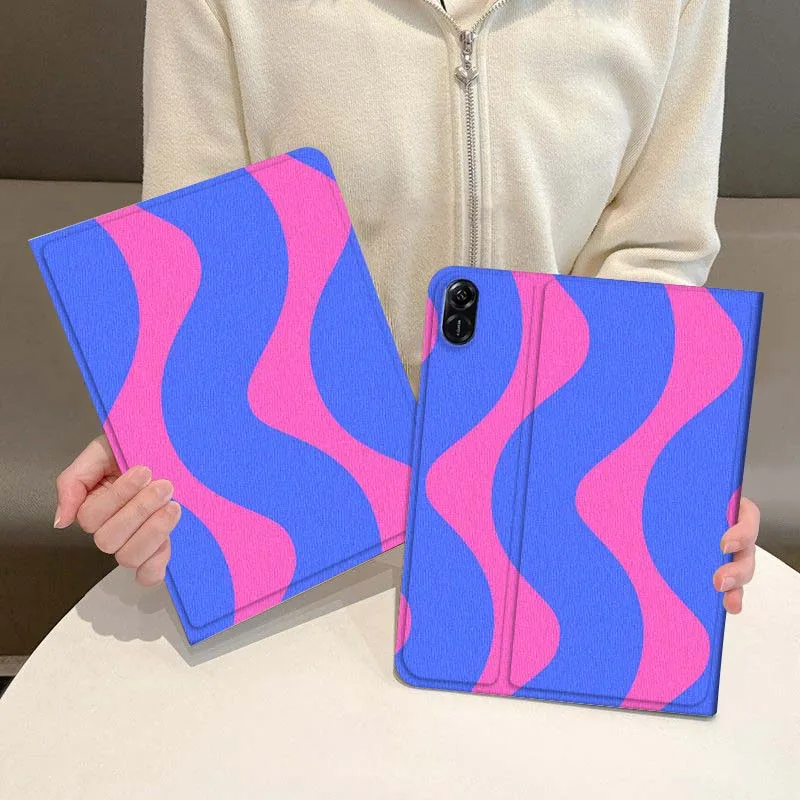 

Pattern Blue Pink Wavy Lines For Honor Magic Pad 6 7 X8 V6 V7 Pro V8 X9 8 V8 9 13 X8a 2 V9 GT X9a X9 GT2 13.3 Inch Tablet Case