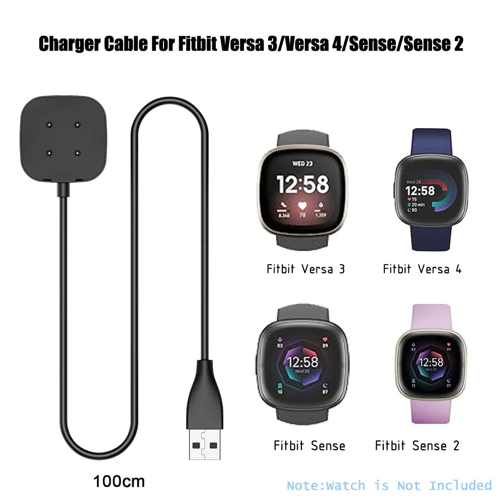 كابل شحن لساعة Fitbit Sense 2 ، محول شاحن ، حامل بيانات USB ، مناسب لـ Fitbit persa 3 و 4 ، بديل ، 1 متر