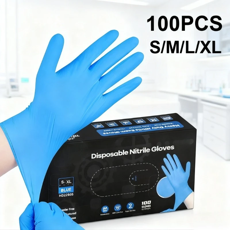 10-100PCS Blue Nitrile Gloves Disposable Cleaning Gloves for Kitchen Dishwashing Waterproof Latex Free Powder Free Work Glove