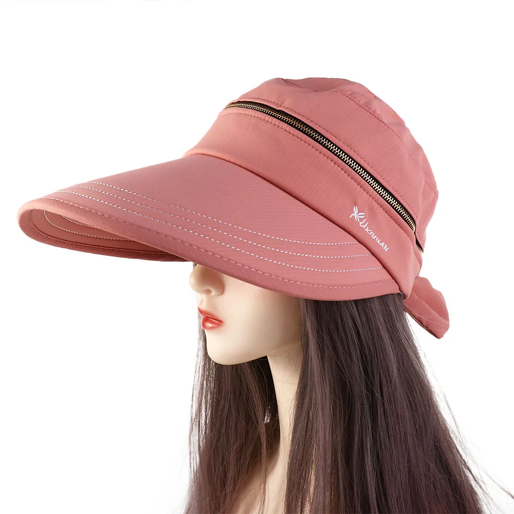

Beach Foldable Empty Top Travel Bowknot Ladies Solid Color Bucket Hat Women Cap Removable Sun Hat Fisherman Hat