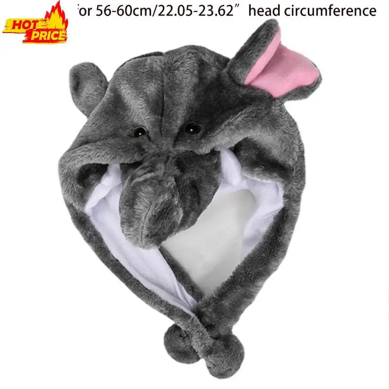 قبعة على شكل فيل من القطيفة، قبعة كريتر للجنسين، قبعة حرارية دافئة من القطيفة، مقاومة للبرد للبالغين والأطفال، مناسبة للوالدين