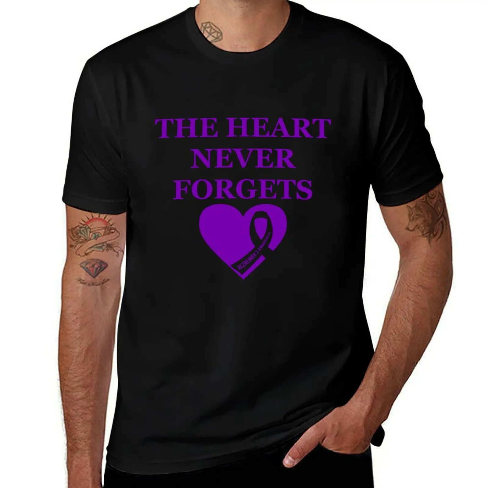 

The heart never forgets, Alzheimer’s awareness T-Shirt blanks croswit shirt man summer 2025 man clothes men workout shirt