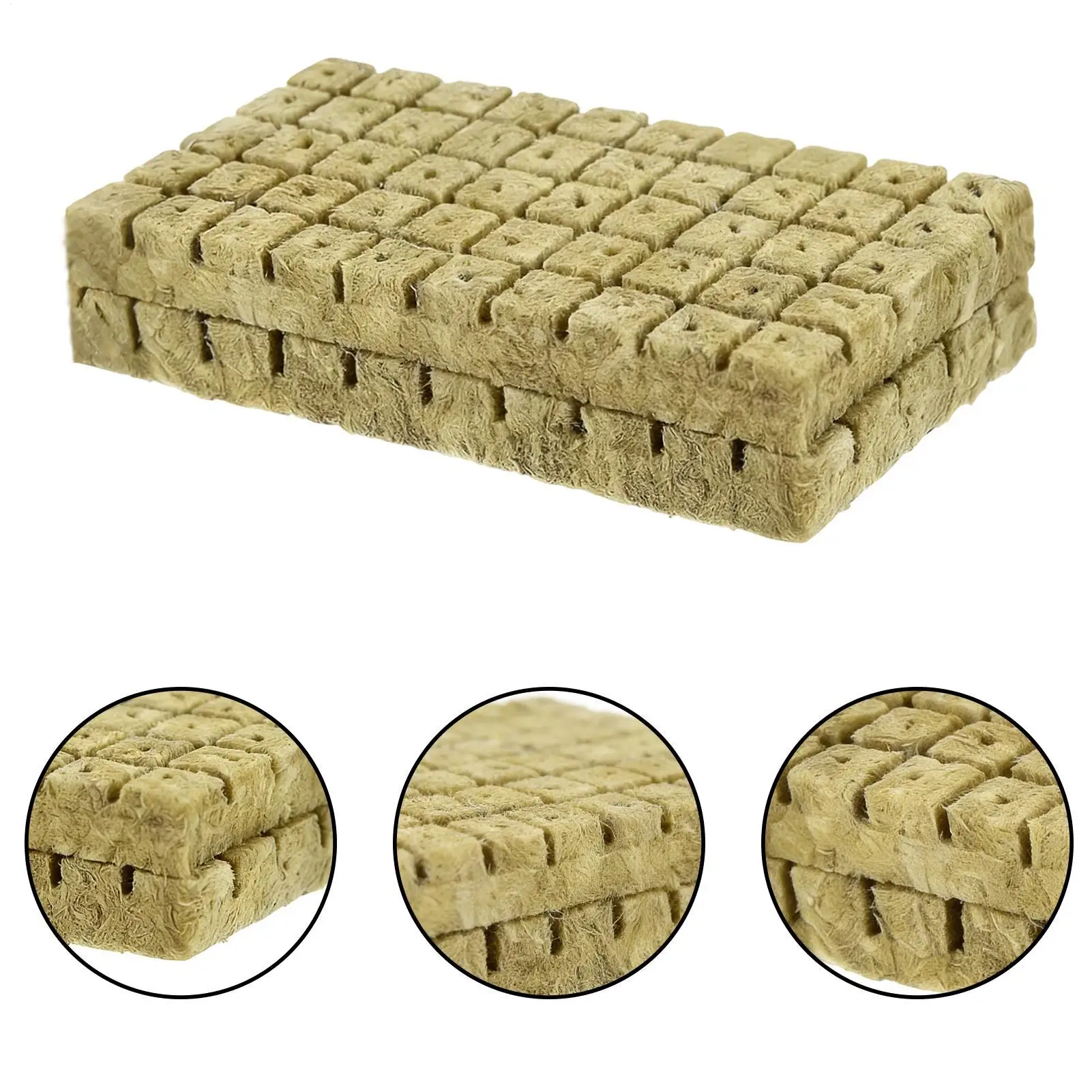 100pcs Soilless rock wool seedling blocks Environmentally friendly and reusable Hydroponic Starter Cube Garden Planting Cubes