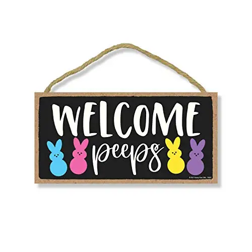 

Honey Dew Gifts, Welcome Peeps, Easter Welcome Door Sign, Bunny Sign Decor, Rabbit Themed Wall Decor,