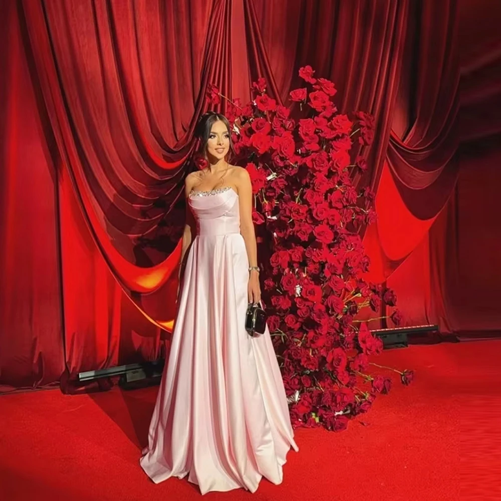 

Sweetheart Collar Women Evening Dresses Sexy Strapless Sleeveless Prom Gowns Mopping Length Party Robe De Soirée Customized 2026