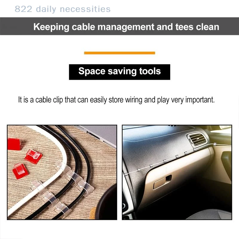 convenient20/50PCS Cable Clips Self Adhesive Cord Management Black Wire Organizer Clamp Car Wire Accessories