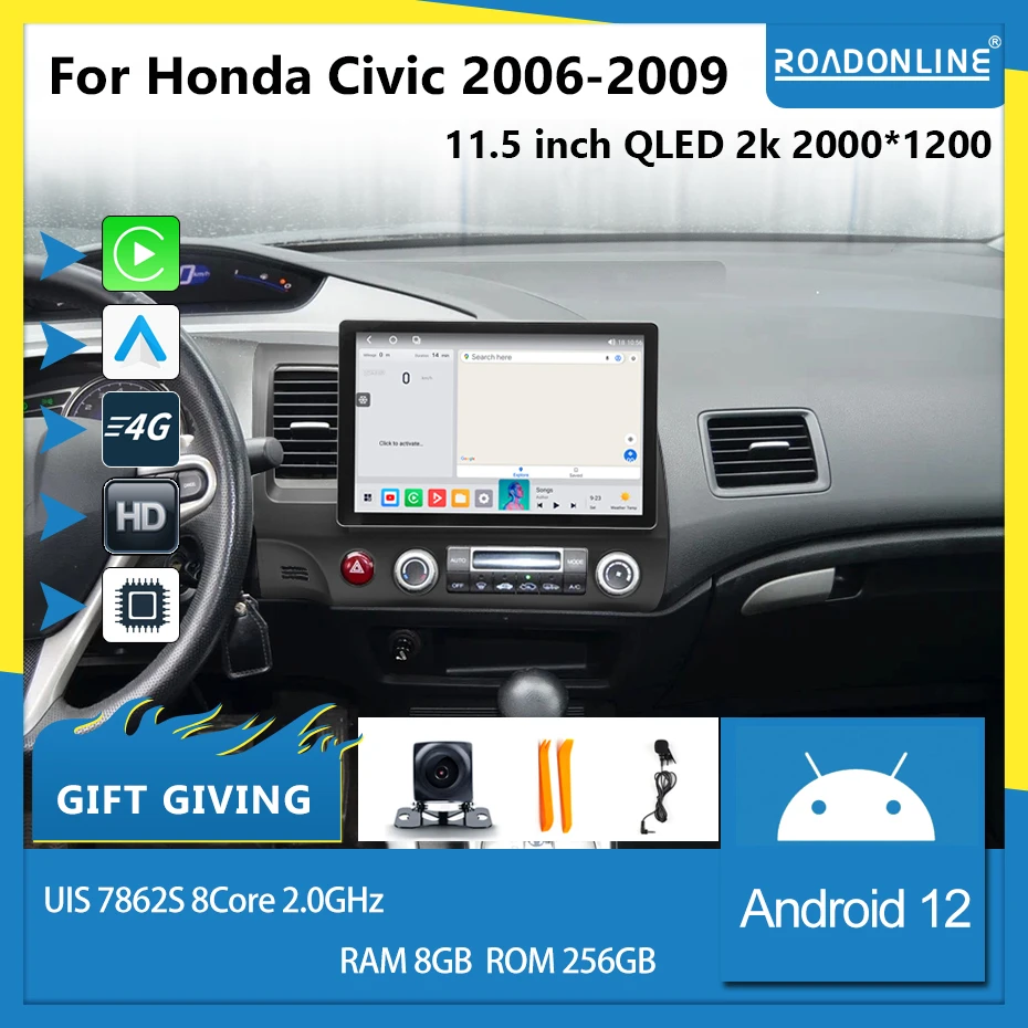 For Honda Civic RHD  LHD 2006-2009 UIS7862S Octa-core 8+256gb Car Navigation CarPlay Car Radio Multimedia player