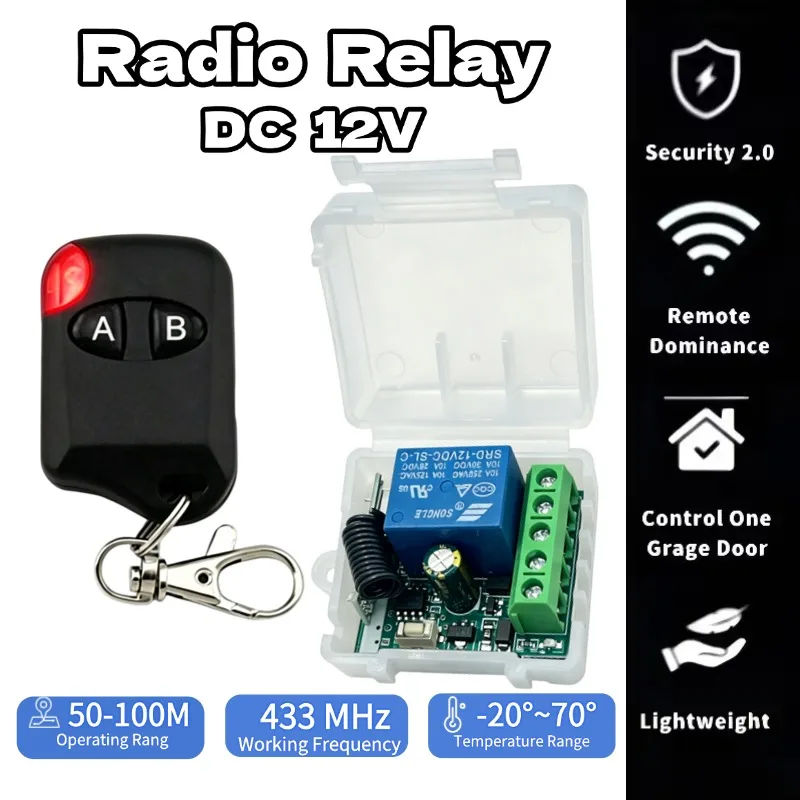 433Mhz Remote Control Switch DC5V 12V 24V 36V 48V 60V 1CH Wireless Relay Receiver Module RF Transmitter 433.92Mhz Remote Control