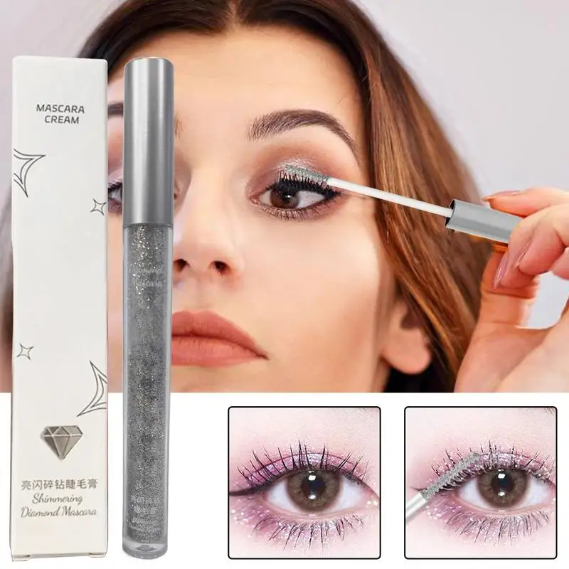 1 stücke Splitter Glitter Mascara schnell trocknen langlebige wasserdichte Curling dicke glänzende Wimpern sexy Diamant Mascara