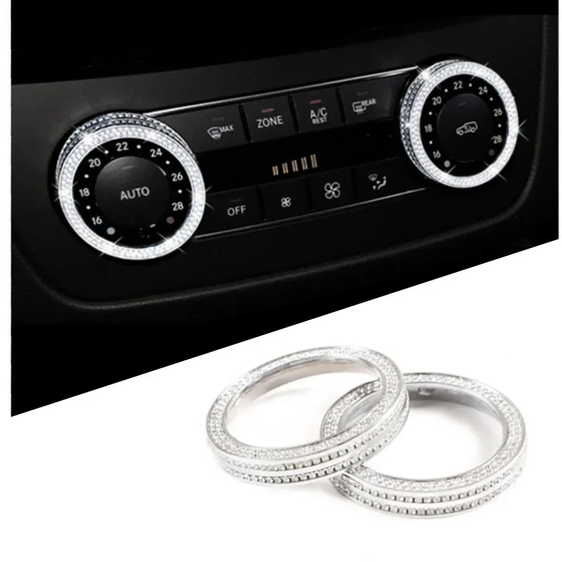 

2pcs/Set Diamond Style Air conditioning knob Ring Fit For Mercedes Benz GLE GLK CLS GL M GLS SLK SL G class Auto Accessories