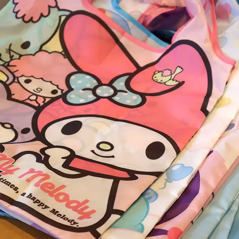 Kawaii Sanrio HelloKitty MyMelody Kuromi Cinnamoroll New Ins Shopping Bag Large-capacity Oxford Cloth Vest Bag Can Be Folded Bag