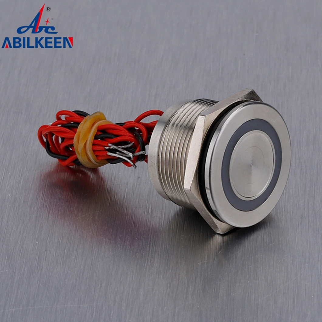 2A 1NO Piezo Electric Switch 22MM Flat Head 3-24V LED Ring Light Momentary/Latching Touch Pressure Sensitive Switch IP68