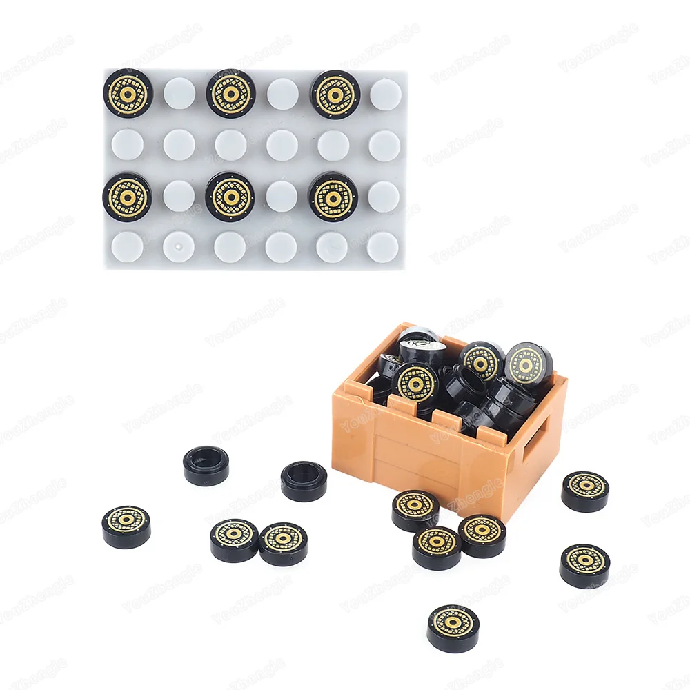 Gold Concentric circles Grill Pattern Building Block 98138 Printed 1x1 MOC figures Party Speaker Accessories set Model Gift Toys