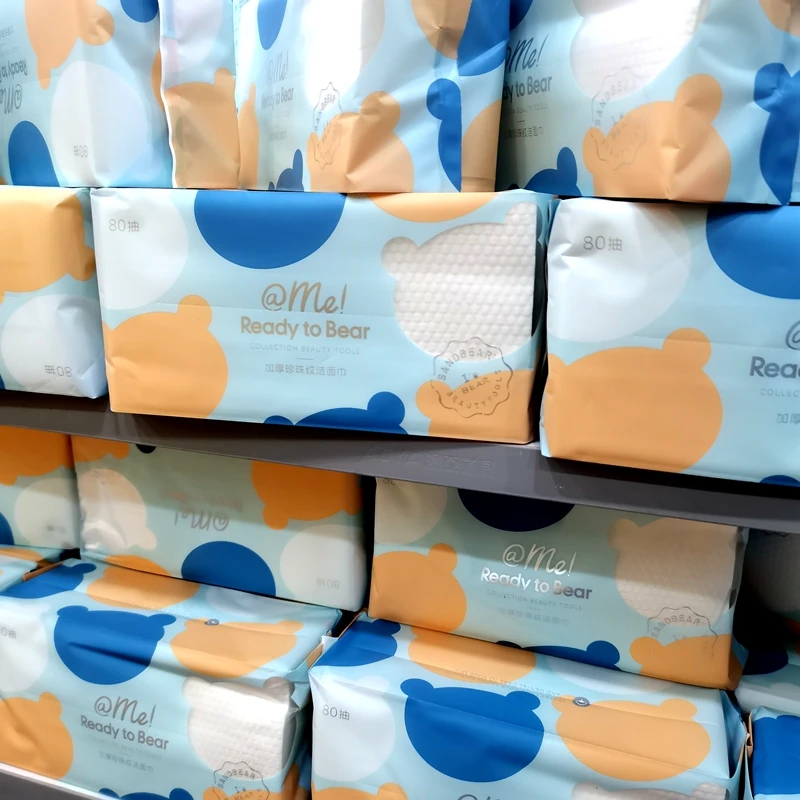 Handuk Wajah Sekali Pakai Thiened Dstring Motif Mutiara, Handuk Katun Lembut untuk Dewasa, Penghapus Makeup, Tisu Basah Ukuran Besar