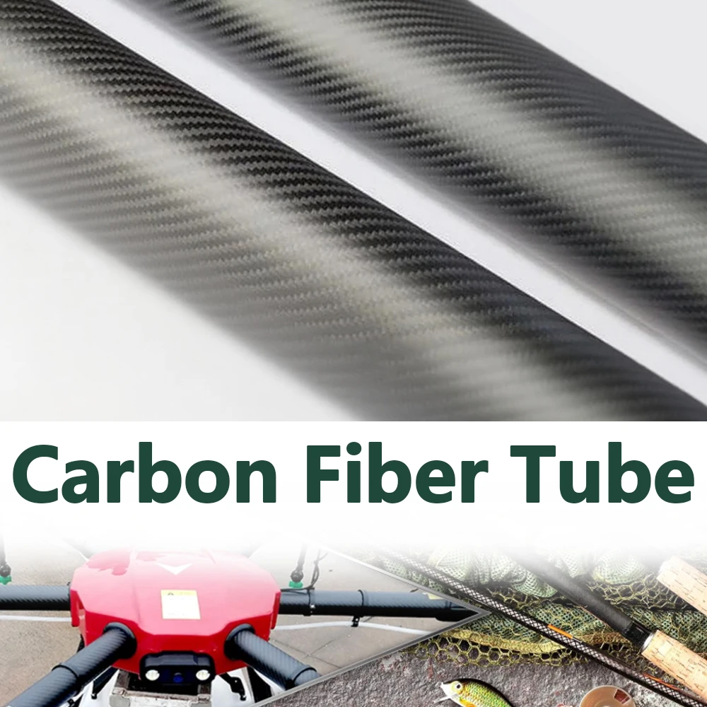 2Pcs Carbon Fiber Tubes, 21mm*23mm*500mm 3K Roll Wrapped Twill Matte Finish for Quadcopter Multicopter High Strength Lightweigh