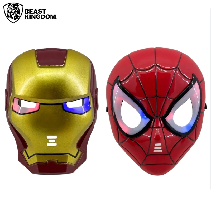 Spiderman LED Mask Cartoon Iron Man Captain America Cosplay Prop Boy Girl Mask Halloween Dress Up Party Supplies Festive Gifts