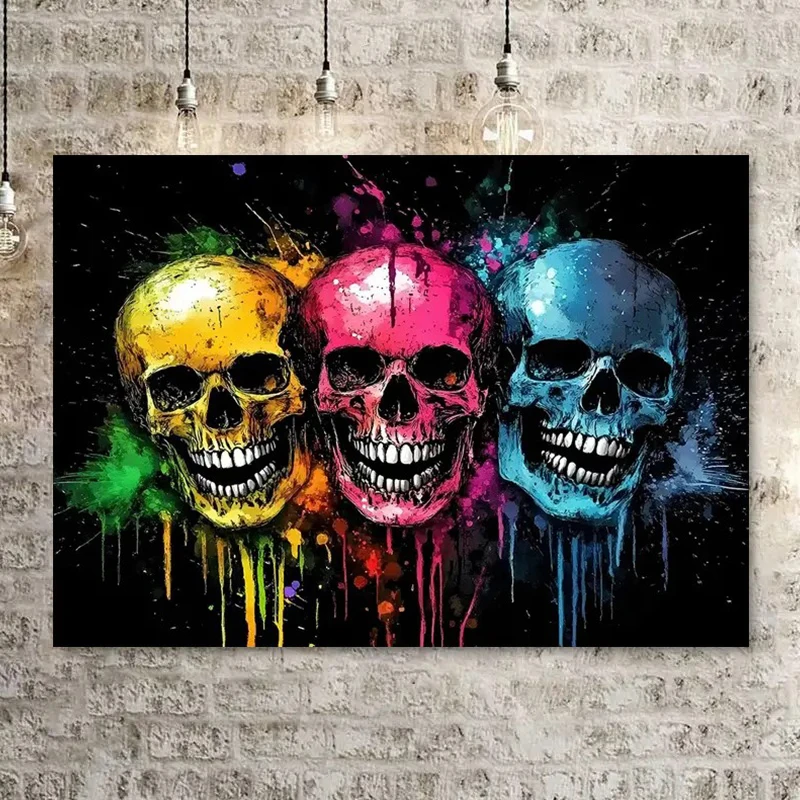 Abstract Skull Poster  Canvas Printing, Pop Graffiti Art Canvas Wall Decoration, for Living Rooms, Cafes, Bars, Home Decorati