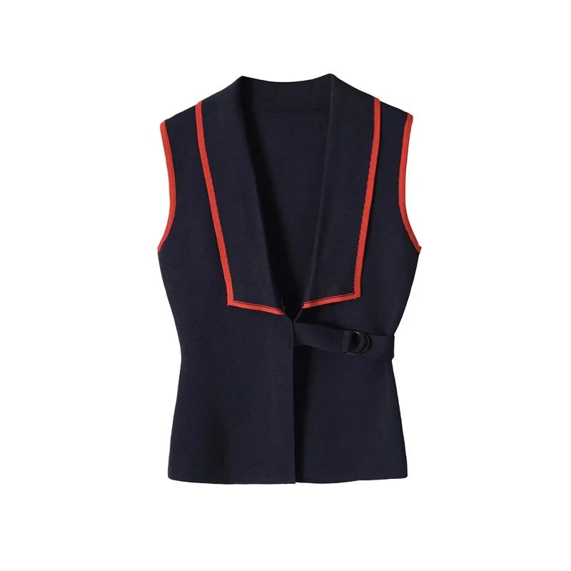 

Women's Vest Top 2026 New Fashion Spring Summer V-neck Double-layer Double Placket Vest Casual Chic Personality Ladies Top