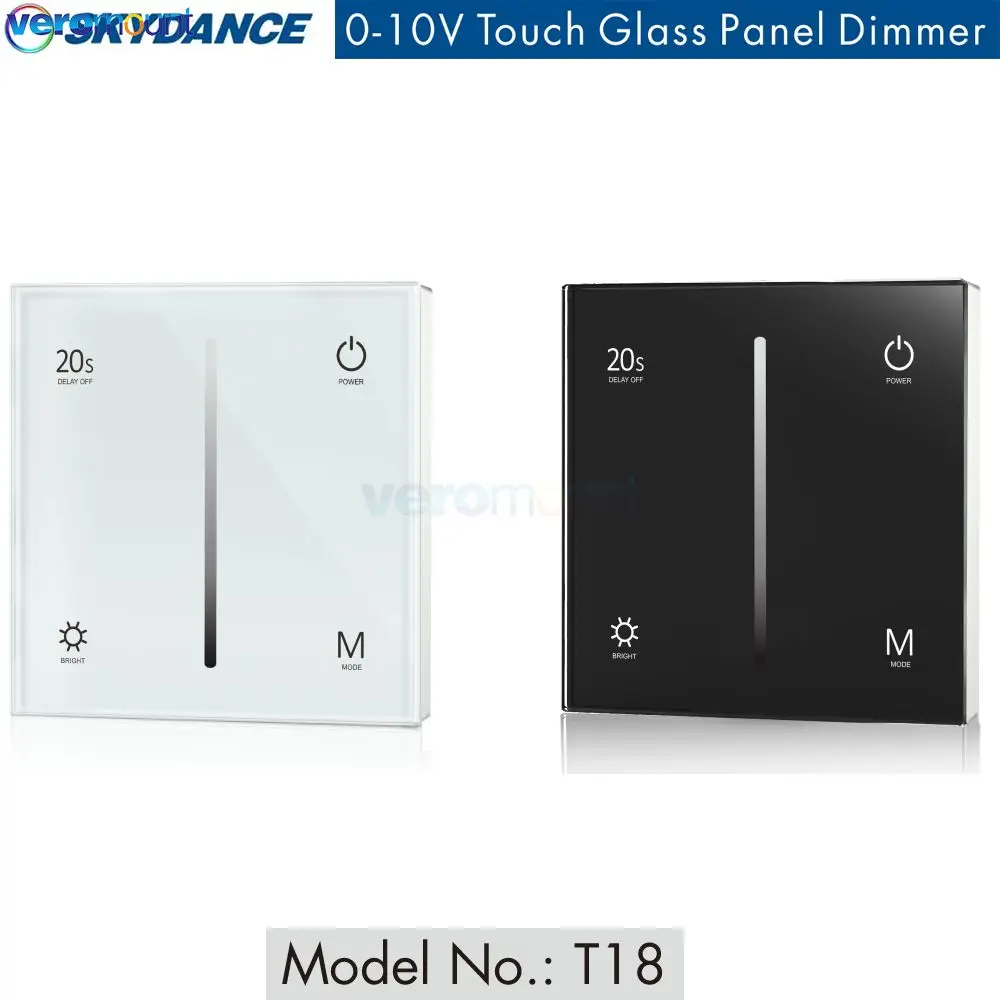 Touch Panel 0-10V LED Dimmer 220V 110V 230V AC 20mA/CH Input Switching Current 1 Zone Touch Panel Wall Mount 0-10V Dimmer T18