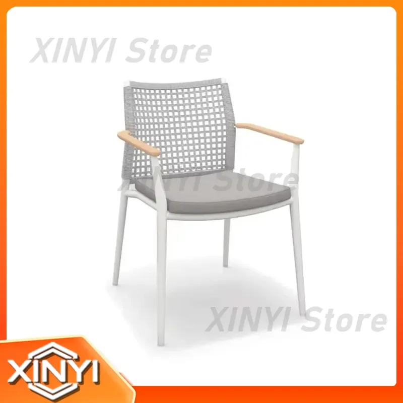 Waterproof Patio Furniture for Outdoor Garden Chair Aluminum Frame Rope Weaving Comfortable Cushion for Dining Villa Use Made