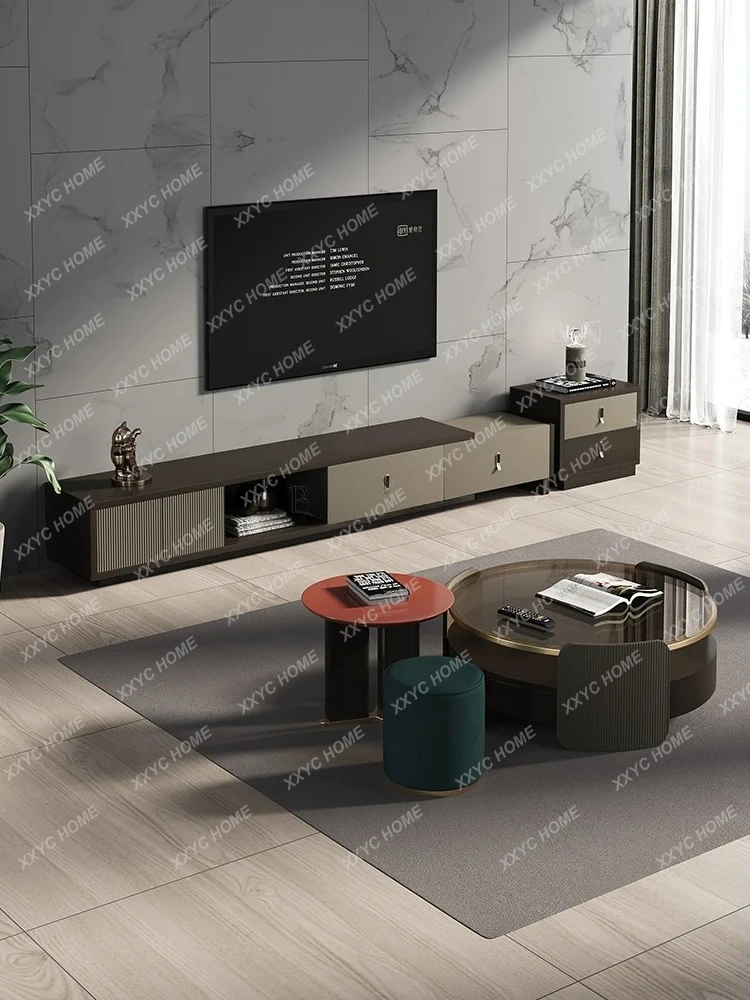 

Lfloor-to-ceiling TV cabinet imported smoked oak veneer