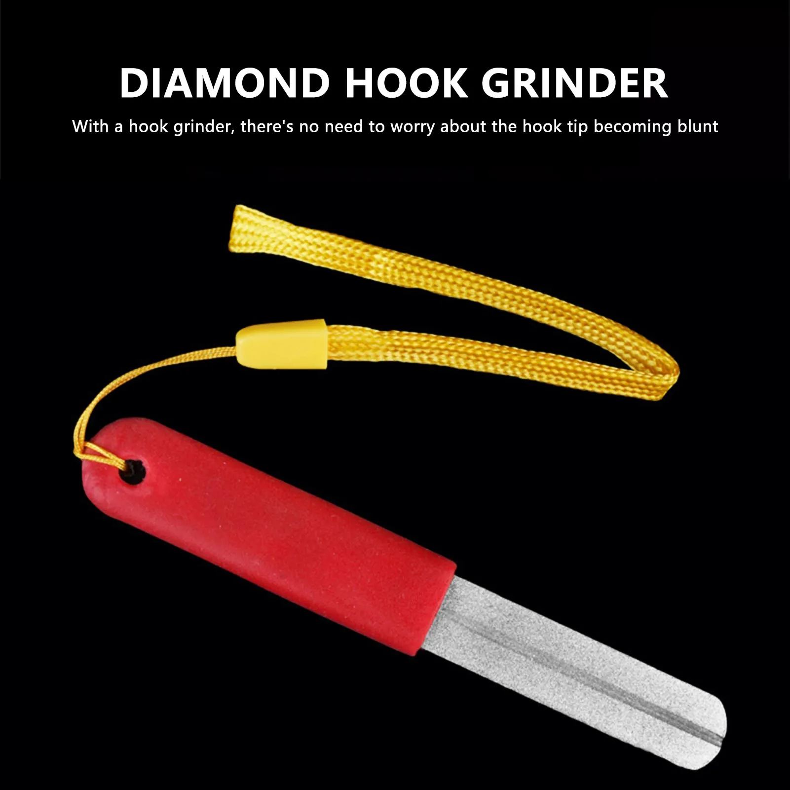 

1pc Diamond Fish Hook Sharpener Anti-skid Double Grooves Grinder with Random Rope Fishing Hooks Sharpening Accessories