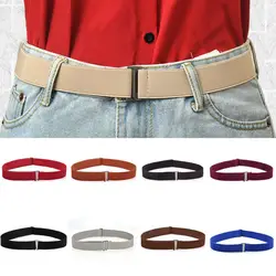 Adjustable Size Flat Buckle Elastic Waist Belt Jeans Pant Belt Women Belt No Show Stretch Belt Invisible Belt Slim Elastic Band