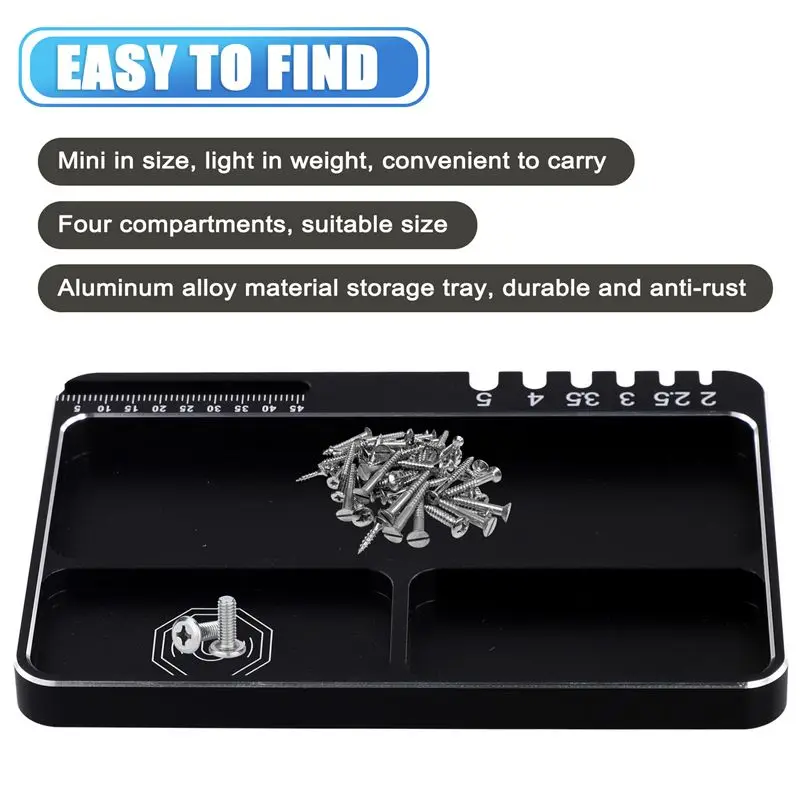 AS96-RC Car Truck Aluminum Alloy Magnetic Screw Tray Storage Container Ring Electronic Parts Screw Organizer Tray