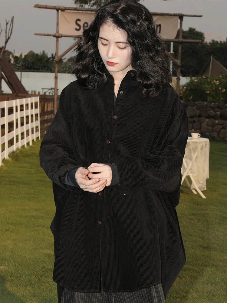 

Пальто SayFir Thiened из вельвета, осенне-зимнее, средней длины, с высоким воротником, длинными рукавами, женское, свободного кроя, однотонное