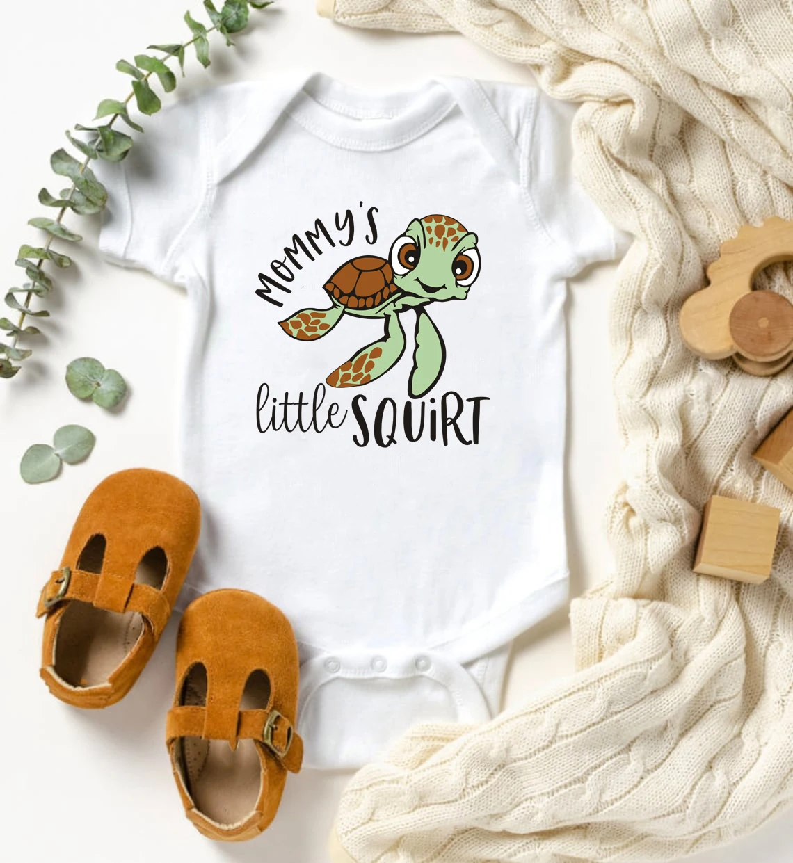 

Mommy's Little Squirt Cartoon Printed Baby Romper Cotton Newborn Short Sleeve Bodysuit Boys Girls Outfit Toddler Clothes