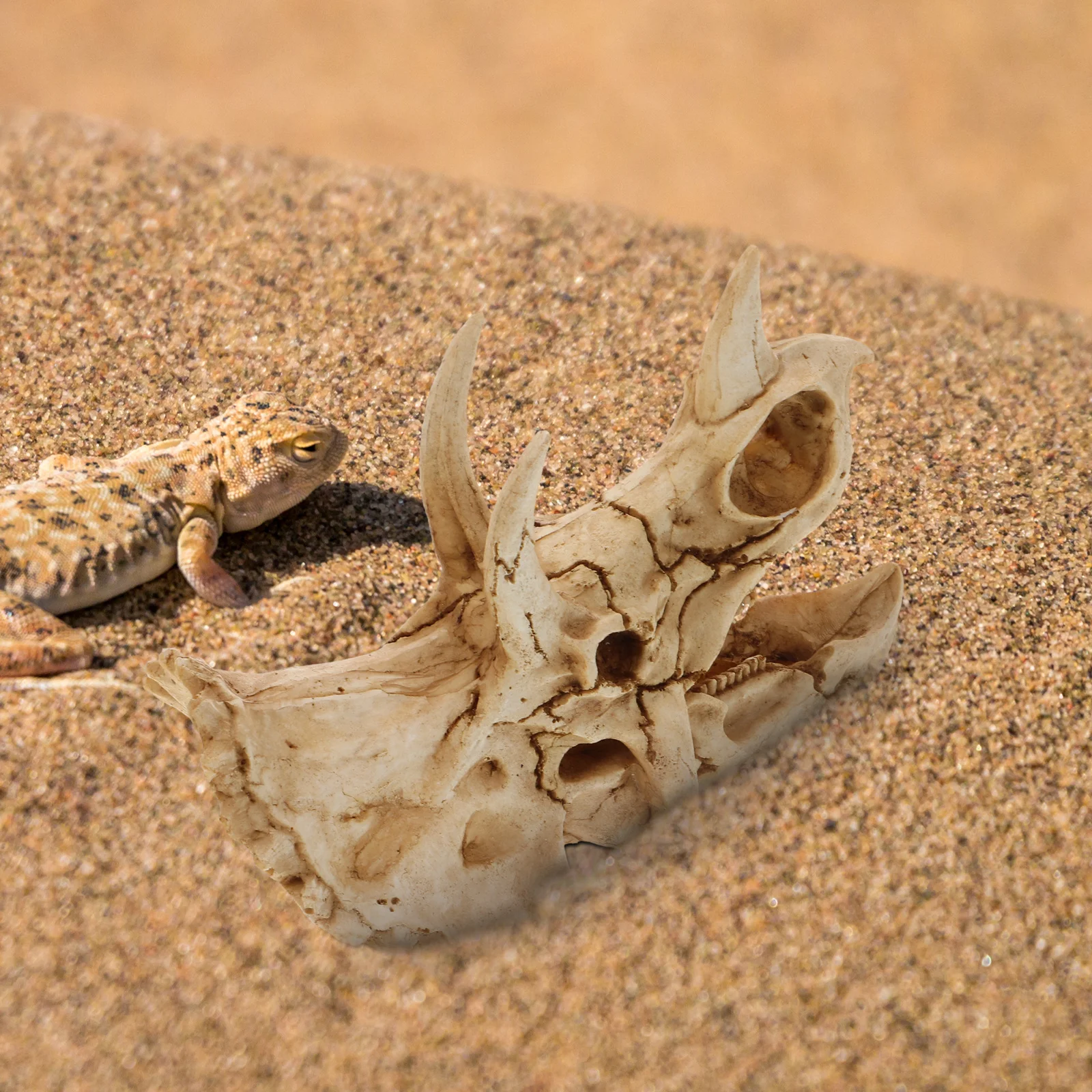 

Resin Dinosaur Skull Hideout Artificial Cave Bearded Dragon Ornament Habitat Decoration Reptile Safe Wear-Resistant Mimics