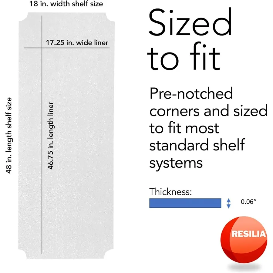 مجموعة بطانة الرف لرفوف الأسلاك 4 عبوات بطول 18 بوصة × 48 بوصة أغطية فينيل بلاستيكية شفافة واسعة لمخزن المطبخ والغار #3