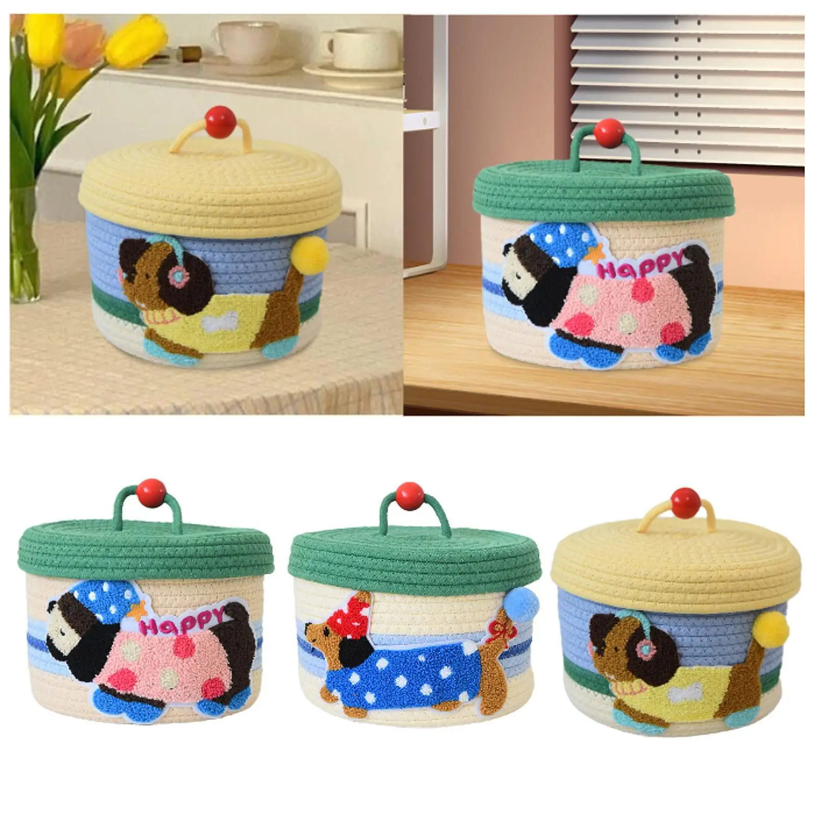 

Cotton Rope Storage Basket Home Decor Housewarming Gift Stylish Dog Desktop Basket for Cabinet Desktop Living Room Toys Cosmetic