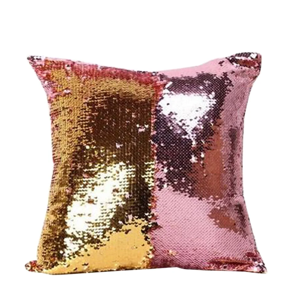 

40x40cm Color-Changing Sequin Pillow Covers Glitter Cushion Case Zipper Throw Decor for Sofa Party Club