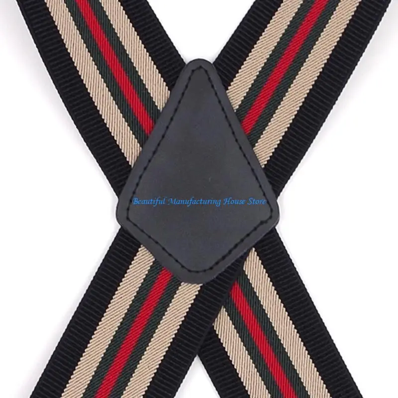 E56A حمالات مخططة أنيقة للرجال مع قبضة آمنة لسراويل الجينز المتطابقة تمامًا #2