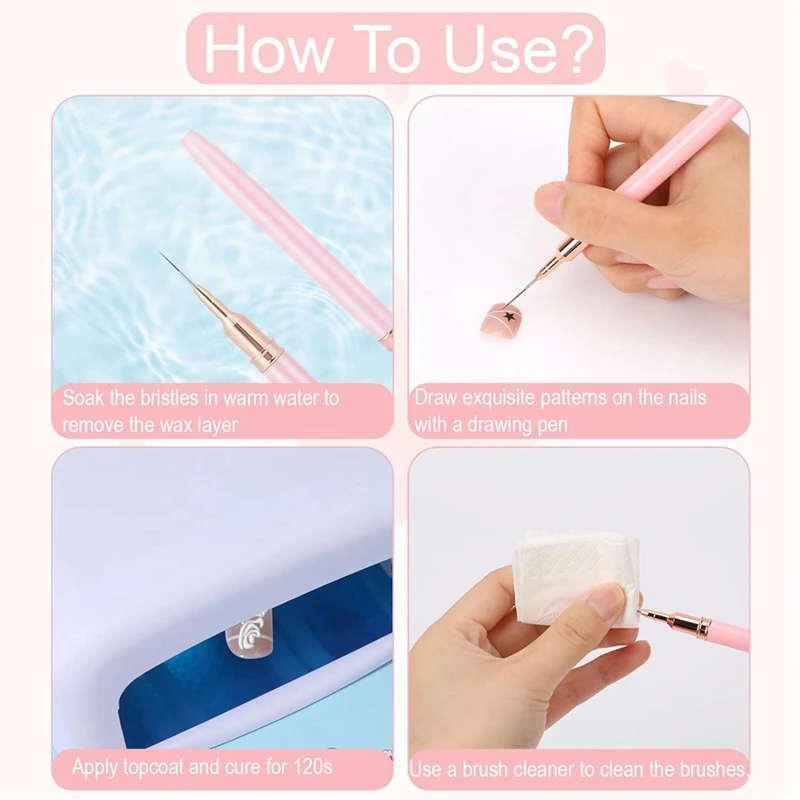 5 Pcs Painting Nail Art Brush Set Nail Dotting Drawing Tool Nail Art Design Brush Detail Brush