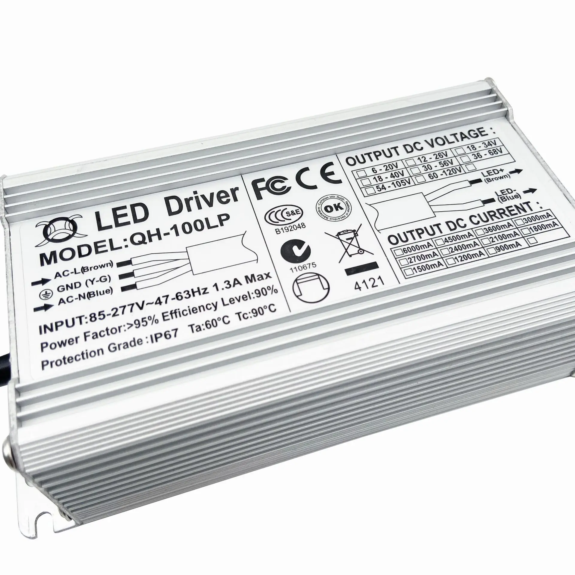 Constant Current LED Driver 1200mA 1500mA 1800mA 2100mA 2400mA 2700mA 3000mA 80W 90W 100W Waterproof IP67 Lighting Transformer