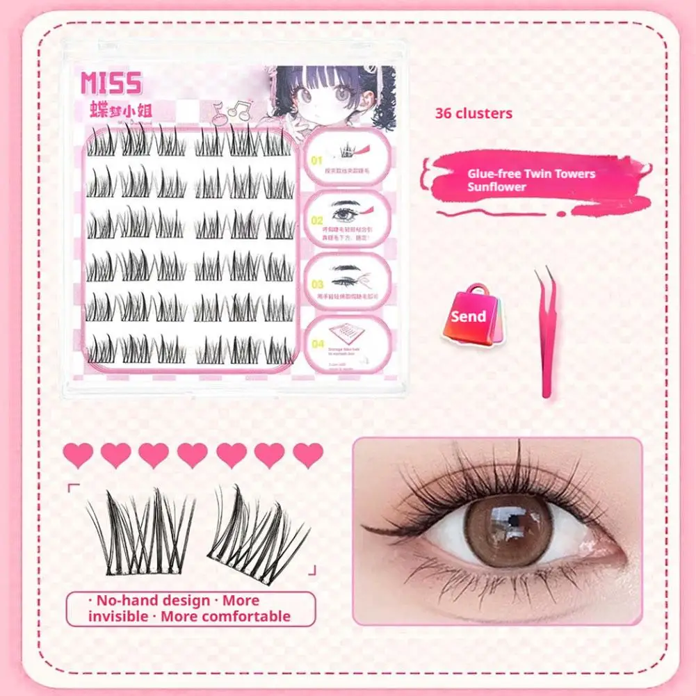 Ciglia finte senza colla autoadesive naturali riutilizzabili Estensione ciglia fai da te Strumento per trucco ciglia finte segmentate dolci