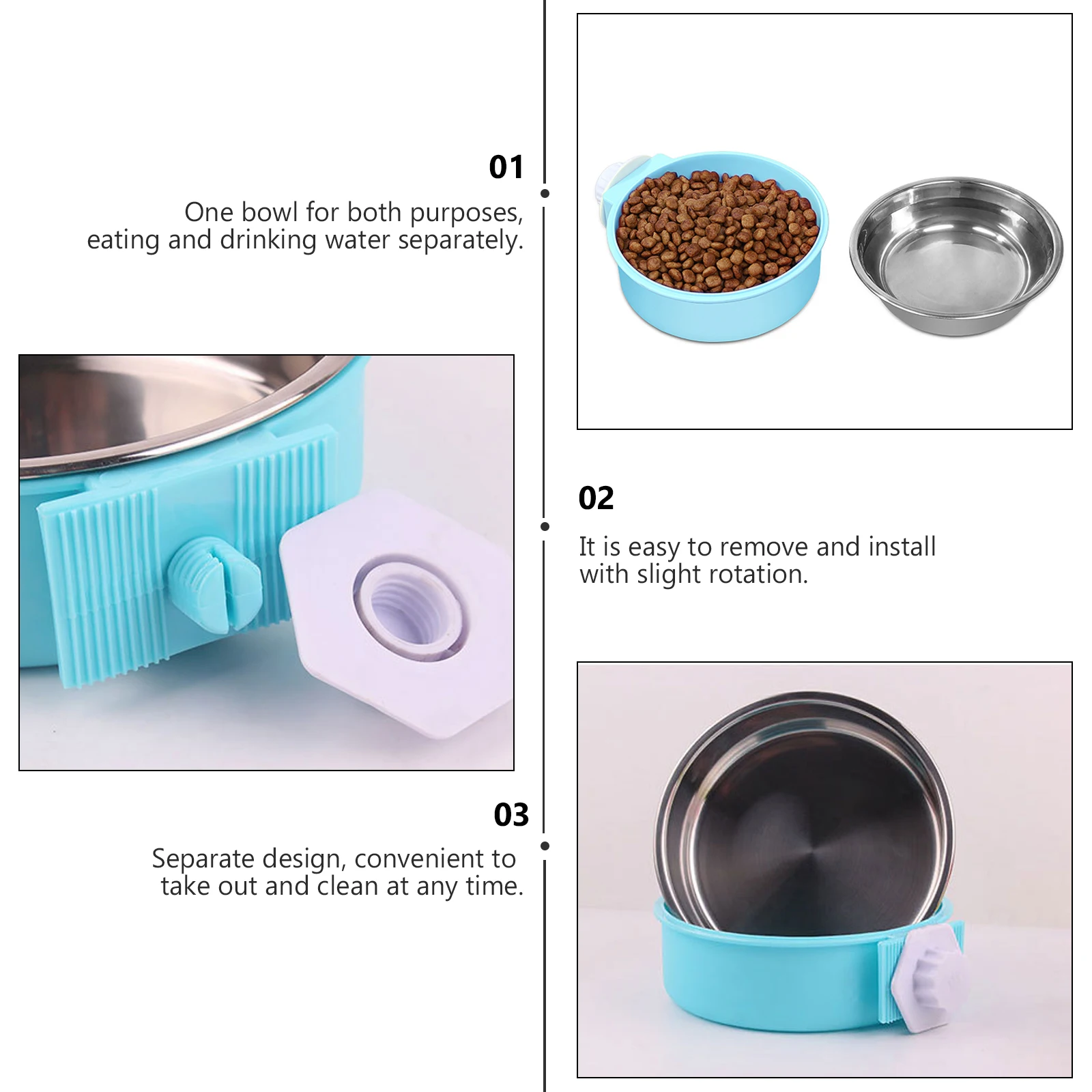 

Stainless Steel Dog Bowl Healthy Pet Cage Feeder Water Cat Prevent Food Dropping Crate Bowls Heat-resistant