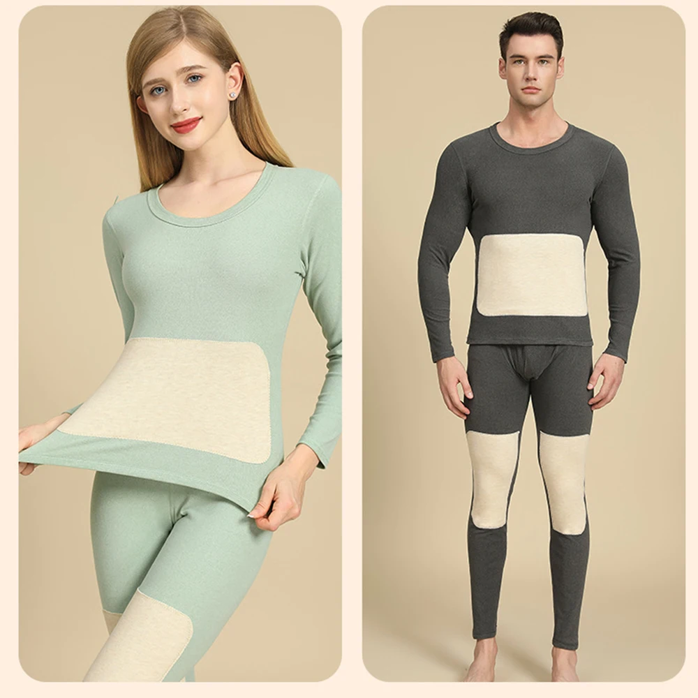 Thermal underwear Winter Warm Tops Cashmere Silk Patch Velvet thermal clothing for Women Pajama sets Men Women's underwear set